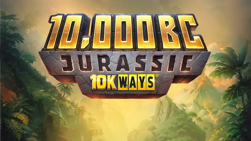 Tampilan visual slot 10,000 BC Jurassic 10K Ways dengan latar belakang prasejarah